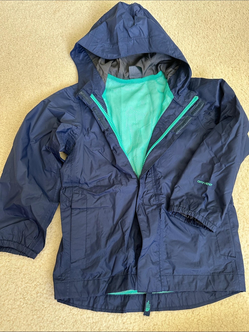 The North Face Kids Navy Raincoat with Teal Lining